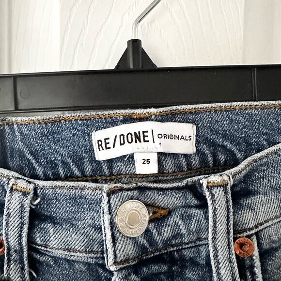 Re/Done Originals 2019 High Rise Stove Pipe Raw Hem Light Wash 25 190-3WSTV27 - Picture 7 of 13